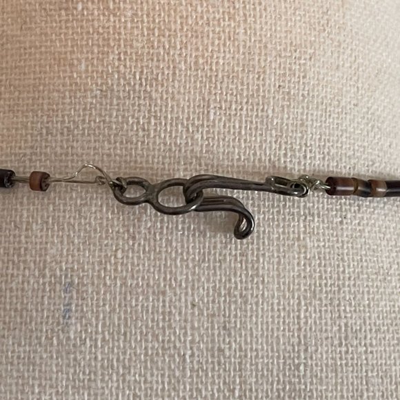 Vintage Navajo Handmade Turquoise Chunk & Brown Heishi Shell Beads necklace - Picture 8 of 12